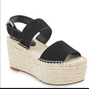 Marc Fisher Black Leather Wedge Sandals